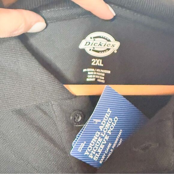 Dickies NWT! Black Long Sleeve Polo Shirt Men's Workwear Uniform Size 2XL - Picture 3 of 6